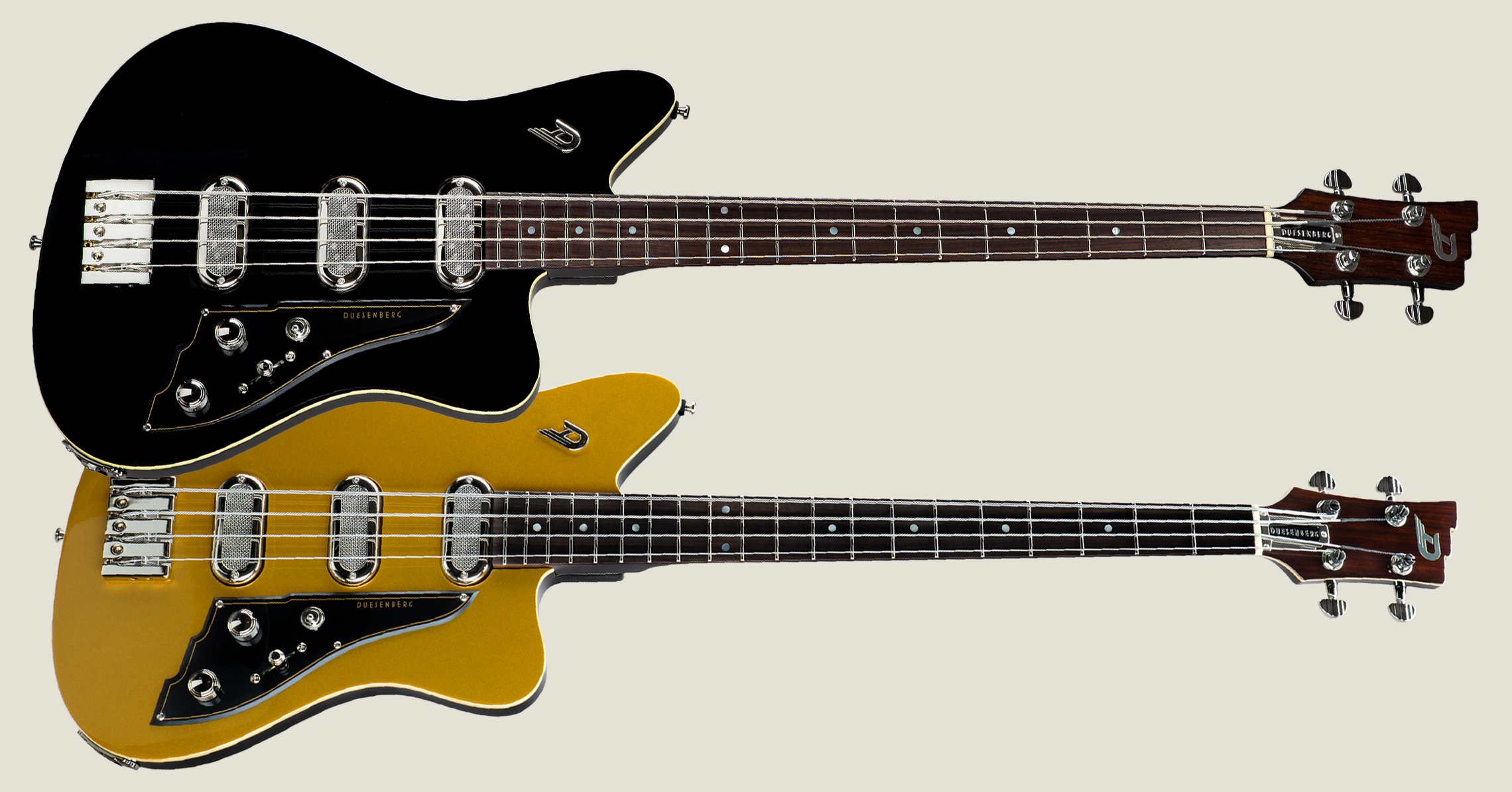 Image showing the Duesenberg Triton Bass in Black and Gold-Top in full length