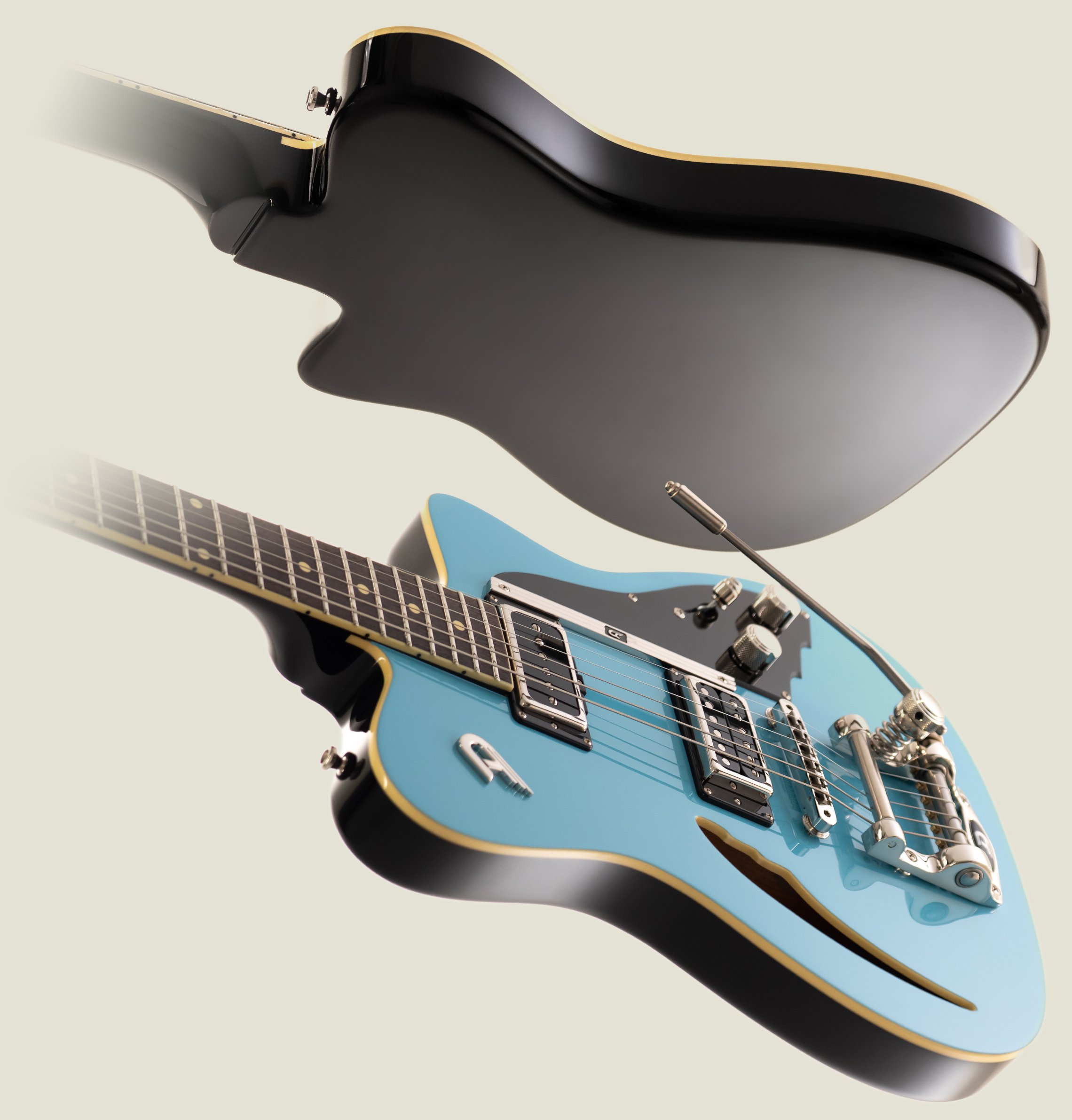 Photo of the back and front of the Duesenberg Caribou